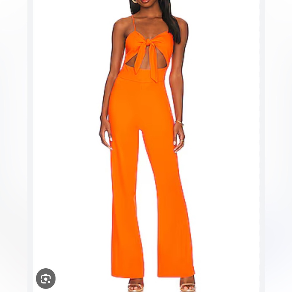 LITA by Ciara Tie Front Jumpsuit in Cherry Tomato Large New With Tags